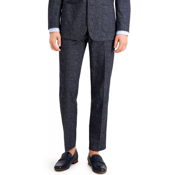 Tommy Hilfiger Mens Modern Fit Stretch Houndstooth Dress Pants 38W x 30L Blue - Picture 3 of 4